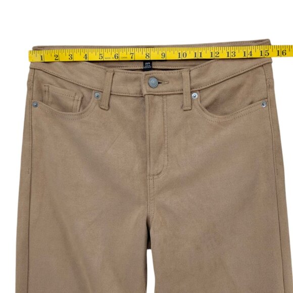 Banana Republic Faux Suede Pants Womens Tan Microfiber 5 Pocket Stretch Size 6 - Picture 7 of 10